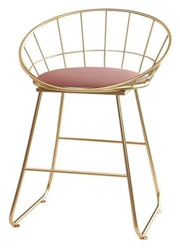FENBNMK Barhocker Metall-Barhocker, Küchen-Frühstücksstuhl, Heim-Theken-Barhocker mit gepolsterten Sitzkissen, 45/65/75 cm Höhe, for Bistro-Pub Style (Color : Pink, Size : Height 45cm) von FENBNMK