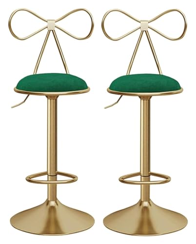FENBNMK Barhocker Modern Set of 2 Barstools, 360° Swivel and Adjustable Seat for Pub Coffee Home Dinning, Velvet Bar Stools, Ergonomic Bar Chairs Style(Green) von FENBNMK