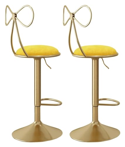FENBNMK Barhocker Modern Set of 2 Barstools, 360° Swivel and Adjustable Seat for Pub Coffee Home Dinning, Velvet Bar Stools, Ergonomic Bar Chairs Style(Yellow) von NTIYOU