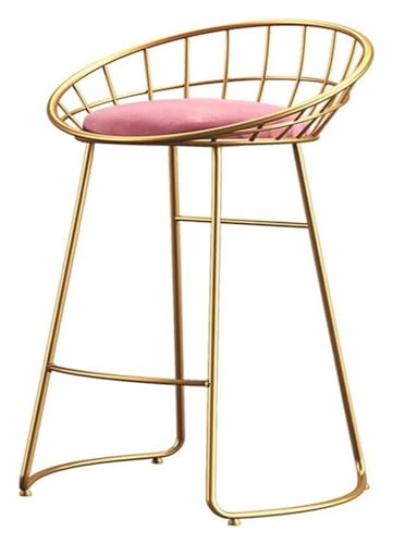 FENBNMK Barhocker Moderner Einfachheits-Barstuhl, Metall-Barhocker, Barhocker for die Haustheke mit gepolsterten Sitzkissen (Farbe: Rosa, Größe: 65/75 cm) Style (Size : Height 65cm(25.6inch)) von FENBNMK