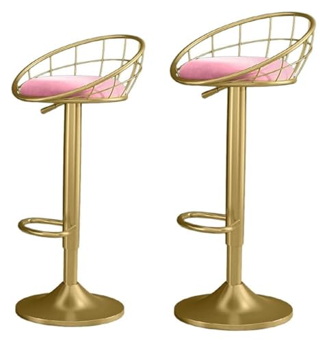 FENBNMK Barhocker Paar Barhocker, Moderne, um 360° drehbare Barstühle mit Rückenlehne und Fußstütze for die Frühstückstheke in der Küche zu Hause Style (Color : Pink) von FENBNMK