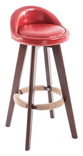 FENBNMK Barhocker Solid Wood High Stool, Modern Minimalist Barstool, Nordic Leisure Back Bar Stool, Thick High-Elastic Sponge Bar Chairs Style(Red) von FENBNMK