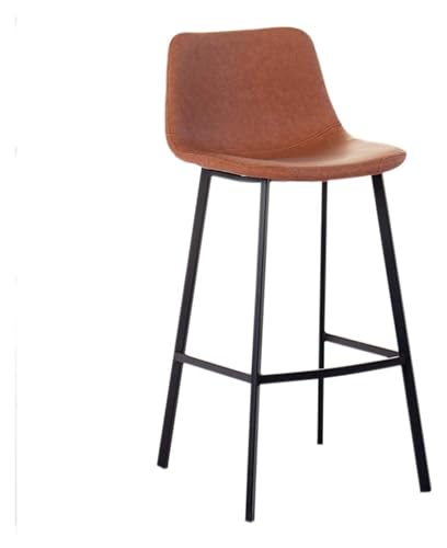 FENBNMK Barhocker Stuhl, Leder-Barhocker mit Rückenlehne, Metallbeine for Küchenhocker, Kneipenstühle, ergonomische Design-Sitze, Wohnmöbel Style (Color : Brown, Size : 65CM) von FENBNMK