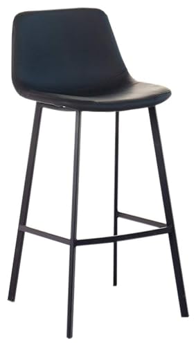 FENBNMK Barhocker Stuhl, Leder-Barhocker mit Rückenlehne, Metallbeine for Küchenhocker, Kneipenstühle, ergonomische Design-Sitze, Wohnmöbel Style (Color : Noir, Size : 65CM) von FENBNMK
