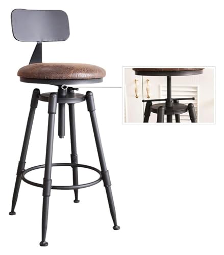 FENBNMK Barhocker Stuhl, industrieller Barhocker, höhenverstellbar, rund und aus Metall, Drehstühle, Hocker mit Fußstütze, Rückenlehne for Frühstückstheken, Küchen Style von NTIYOU