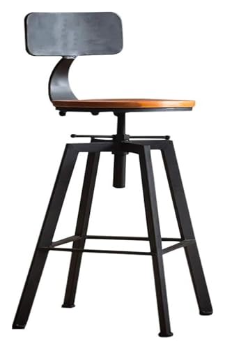 FENBNMK Barhocker Stuhl 1 Stück Barhocker mit Fußstütze, Rückenlehne, höhenverstellbar, Vintage-Rückenlehne, Barstühle, runder Holzsitz for Küche, Pub, Theke Style von FENBNMK