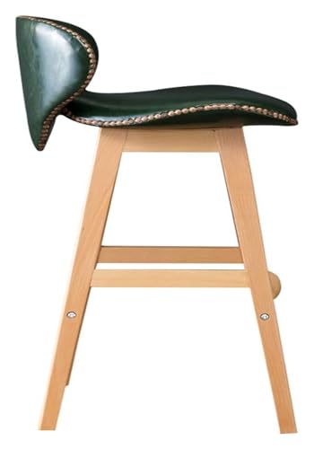 FENBNMK Barhocker Stuhl Moderne Barhocker Massivholz Frühstückstheke Küchenbarstühle Home Kassierer Bar PU-gepolsterter Sitz Einfache Montage Style (Color : Green) von FENBNMK