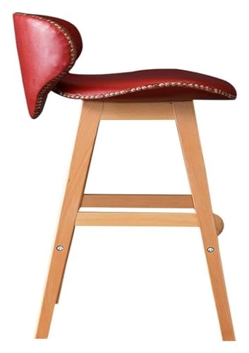 FENBNMK Barhocker Stuhl Moderne Barhocker Massivholz Frühstückstheke Küchenbarstühle Home Kassierer Bar PU-gepolsterter Sitz Einfache Montage Style (Color : Red) von FENBNMK
