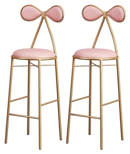 FENBNMK Barhocker Stuhl-Set mit 2 Rückenlehnen-Barstühlen, nordischen Metall-Essbeistellstühlen, Barhockern mit Fußstütze, rundem Sitz for die Küche, Kneipe Style von FENBNMK