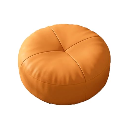 FENBNMK Fußhocker Leder Kleiner Fußhocker Tritthocker Runder Futon-Kissenhocker Eingangsbereich Schuhwechselhocker Niedriger Hocker for kreativen Hocker Sitzhocker(Orange) von FENBNMK