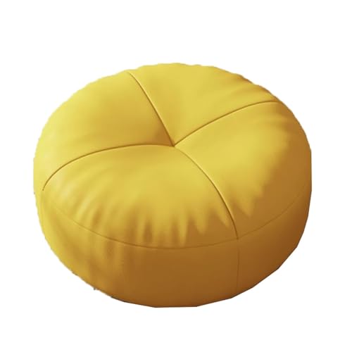 FENBNMK Fußhocker Leder Kleiner Fußhocker Tritthocker Runder Futon-Kissenhocker Eingangsbereich Schuhwechselhocker Niedriger Hocker for kreativen Hocker Sitzhocker(Yellow) von FENBNMK