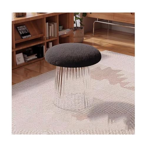 FENBNMK Fußhocker Runde Hocker aus Acryl, kreativer Pilzhocker, Sofa-Fußhocker, Ankleidehocker, mobiler Stuhl for Wohnzimmer, kreativer Hocker Sitzhocker(Noir) von NTIYOU