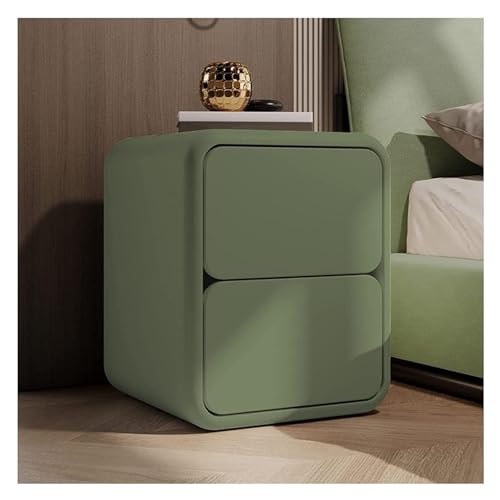 Nachttische Einfacher Nachttisch aus massivem Holz mit 2 Schubladen, runder Eck-Aufbewahrungsnachtschrank for Zuhause, Schlafzimmer, Nachtkommode Schlafzimmer ( Color : Green , Size : 45x40x47cm ) von FENBNMK