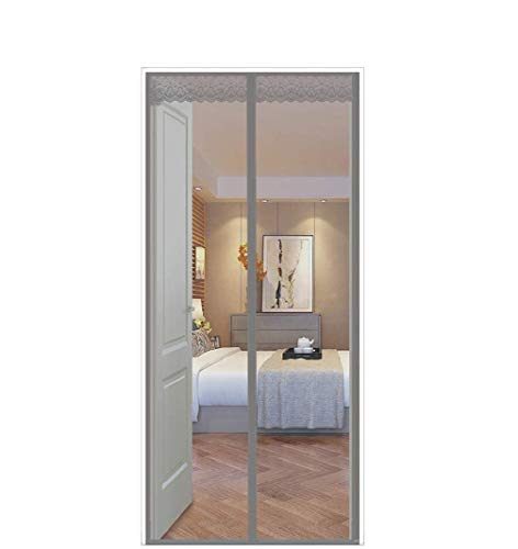 FENG Balkon fliegengitter 190x235cm, Magnet Vorhang, Faltbar Auto Schließen, Ohne Bohren, Für Türen/Patio/Wohnzimmer - Grau von FENG