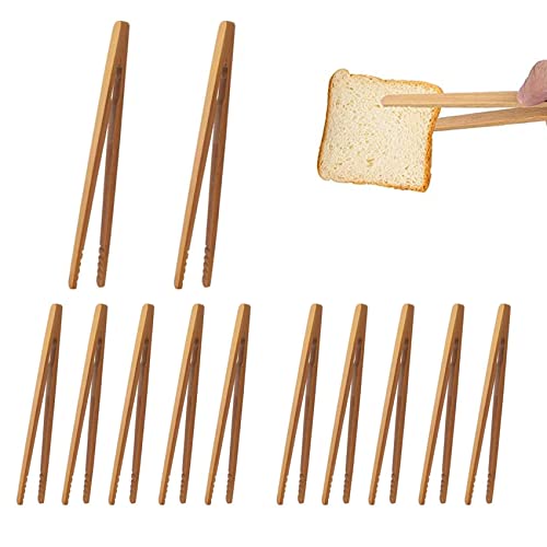 FENGHUANG 10 Stücke Kleine Holzzange, Bambus Küchenzange, Holzpackzange, Lebensmittel Teezange, Toastzange, 18 cm Umweltfreundlich und Ungiftig, zum Kochen von Brot, Früchtetee und Gurken von FENGCHUANG