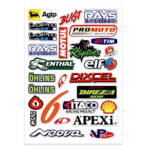 Motorrad Aufkleber Sponsor, FENGCHUANG-Moto Motocross Stickers Kit, Motorrad Aufkleber für Auto Motorräder Fahrrad Skateboard Gepäck Laptop Aufkleber und mehr von FENGCHUANG