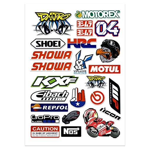 Motorrad Aufkleber Sponsor, FENGCHUANG-Moto Motocross Stickers Kit, Motorrad Aufkleber für Auto Motorräder Fahrrad Skateboard Snowboard Gepäck Laptop Aufkleber und mehr （21 x 32 cm） von FENGCHUANG