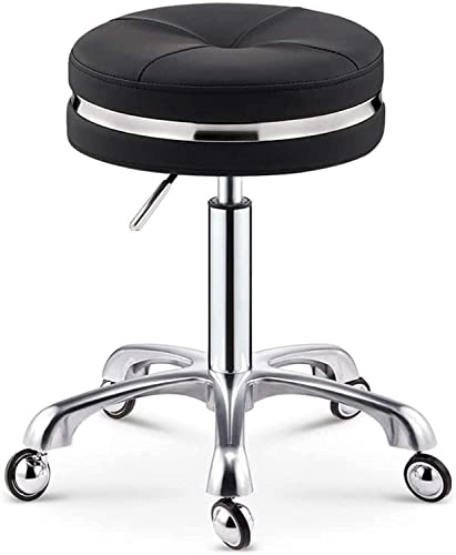 FENGCUICUI Hocker auf Rädern, runder Rollhocker, robuster Salon-Massage-Drehhocker, runder Verstellbarer Arbeitshocker (Farbe: A, Größe: 33 x 50–64 cm) Hello von FENGCUICUI