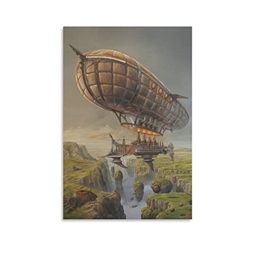 FENGDIAN Zeppelin Steampunk-Poster1 Wandkunst-Poster, Schriftrolle auf Leinwand, Malerei, Bild, Wohnzimmerdekoration, Zuhause, 50 x 75 cm von FENGDIAN