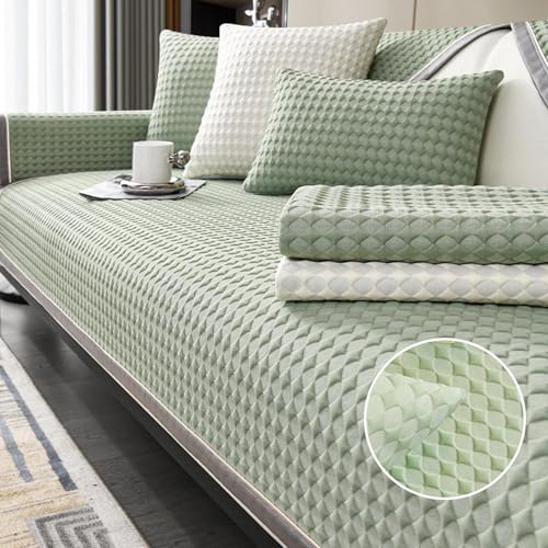 Sofa Überzug, 2024 Neue Kühlende Sofabezug, Couch Überzug 1/2/3/4 Sitzer L Form Sofa Cover Ecksofa, Universelle Rutschfeste Sofa Überwurf, Solide Strukturierte Sofaschoner Für Wohnzimmer(Green,110*240 von FENGFAUU