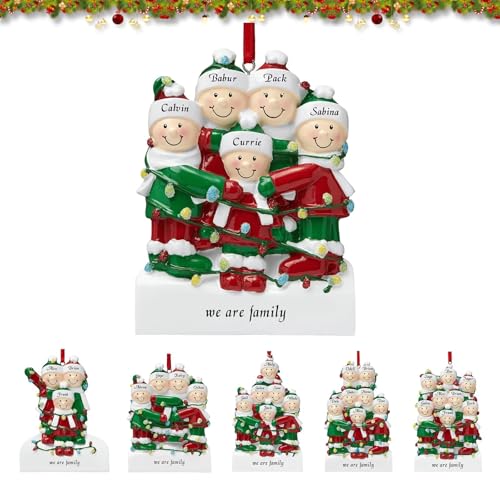 2024 Individueller Weihnachtsschmuck mit Familiennamen,Personalisierter Weihnachtsbaumschmuck mit Namen,Resin Weihnachtsbaumschmuck,Familie Weihnachtsschmuck,Personalisierbar mit 3-8 Namen von FENGHUO