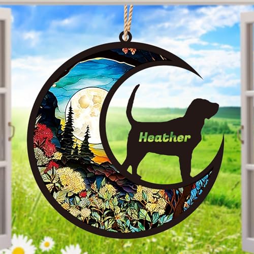 Hund Gedenk Ornament,Personalisierter Name und Hunderasse,Geschenk für Hundefreunde, die den Verlust eines Haustieres betrauern Ornament,5,4 Zoll Bunte Acryl Ornament von FENGHUO