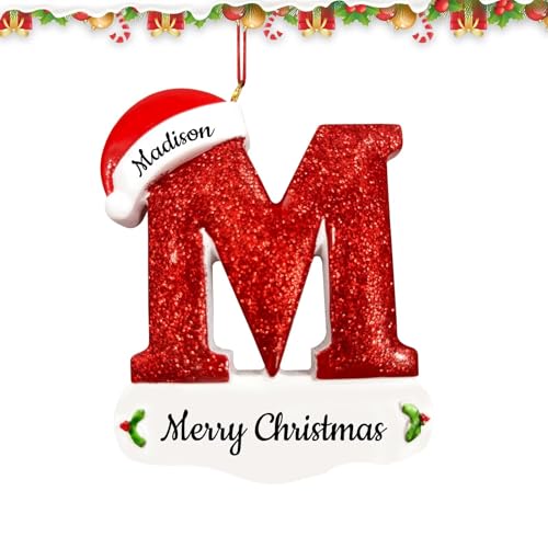 Personalisierte 26 Buchstaben Weihnachtsornamente,2024 Weihnachtsbaumschmuck, Mama und Papa,Schöne Christbaumschmuck hängende Dekorationen von FENGHUO