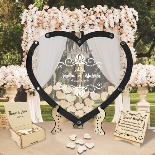 Personalisiertes Hochzeit Gästebuch Alternative - Herzförmiges Holz Gästebuch Mit Namen Und Datum - Rustikales Design Für Hochzeit Gefälligkeiten von FENGHUO