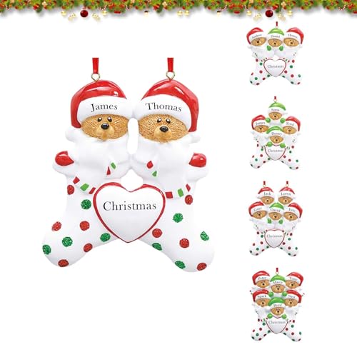 Personalisiertes Braunbär-Weihnachtsornament,Brauner Bär Ornament mit Namen,Custom Weihnachtsbaumschmuck,2024 Familie, Niedlich Liebender Brauner Bär Ornament von FENGHUO