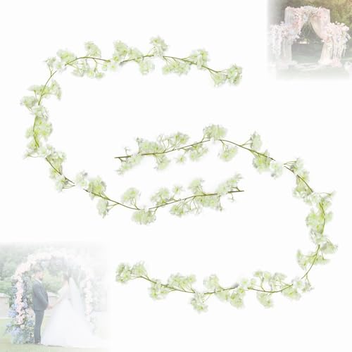 FENGJIAHUI 2 Stück Künstliche Deko, Blumengirlande Deko, Kirschblütengirlande, Blumen Girlande, Blumengirlande, Party Hochzeit Deko Künstliche, Kirschblüten (Stil 2 Weiß 360MM) von FENGJIAHUI