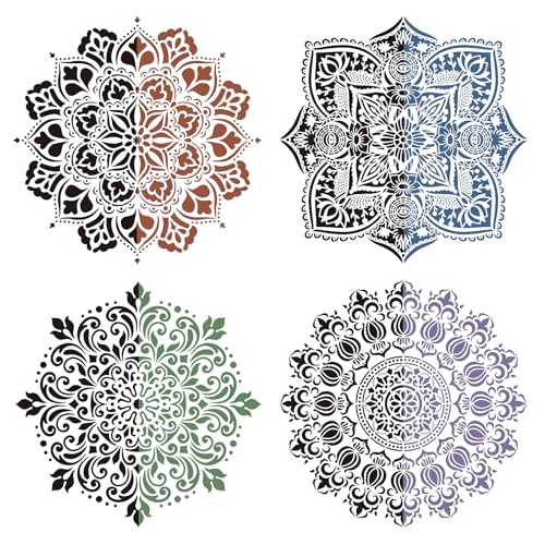 Große Mandala-Kunst-Schablonen-Set, wiederverwendbar, DIY-Zeichnen, Malvorlage für Holz, Wandkunst, Designs, Blumen, Punktierung, Skala, Schablonen für Böden, Fenster, Möbel, Holz, Wanddesign (Vorlage Große Mandala-Kunst-Schablonen-Set, wiederverwendbar, DIY-Zeichnen, Malvorlage für Holz, Wandkunst, Designs, Blumen, Punktierung, Skala, Schablonen für Böden, Fenster, Möbel, Holz, Wanddesign (Vorlage von FENGJINGJIACHENG