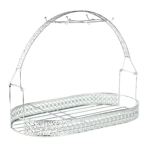 FENGJISUN Kaffeebecher Tassen Regal Becherhalter Kaffeetassenständer Organizer Schmiedeeisen Abtropffläche Kaffeebar Zubehör(Silver) von FENGJISUN