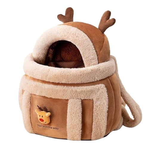 FENGJISUN Transporttasche Katze Hund Winter Haustier Rucksack Reisetasche Für Katze Hund Tragbare Käfig Hund Haustier Tasche Haustier Träger Tragen Hunderucksack(Brown,11.02 * 8.27 * 14.17in) von FENGJISUN