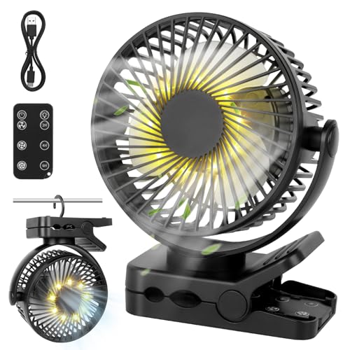 12000mAh Camping Ventilator, Clip Ventilator Akku mit Fernbedienung, Wiederaufladbarer Tischventilator, USB Mini Ventilator mit LED Licht & Timer, Clip Fan für Zuhause Büro Outdoor Camping Reisen 12000mAh Camping Ventilator, Clip Ventilator Akku mit Fernbedienung, Wiederaufladbarer Tischventilator, USB Mini Ventilator mit LED Licht & Timer, Clip Fan für Zuhause Büro Outdoor Camping Reisen von FENGQ