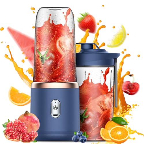 FENGQ Portable Mixer Smoothie Maker, 400ML Tragbarer Mixer USB, Portable Blender Mini Mixer to Go mit 1 Glasbecher Mixeur Rechargeable BPA-Free für Auto, Sport, Küche, Fitnessstudio, Reisen von FENGQ