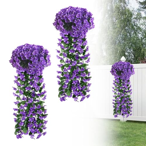 2 Stück Kunstpflanze Hängend Kunstblumen Artificial Violette Blumen Hanging Flowers Balkon Künstliche Pflanzen Wie Echt Hängend Hängepflanzen Hängeblumen Plastikblumen Seidenblumen Lila für Balkon 2 Stück Kunstpflanze Hängend Kunstblumen Artificial Violette Blumen Hanging Flowers Balkon Künstliche Pflanzen Wie Echt Hängend Hängepflanzen Hängeblumen Plastikblumen Seidenblumen Lila für Balkon von FENGQQKJ