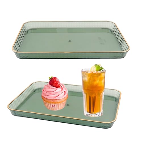 2 Stück Tablett Rechteckig Serviertablett Küchentablett Fast Food Frühstückstablett Serving Trays Snack-Tablett Hoteltablett Grün Gastrotablett Goldrand Servierplatten Kaffeetablett Wiederverwendbar 2 Stück Tablett Rechteckig Serviertablett Küchentablett Fast Food Frühstückstablett Serving Trays Snack-Tablett Hoteltablett Grün Gastrotablett Goldrand Servierplatten Kaffeetablett Wiederverwendbar von FENGQQKJ