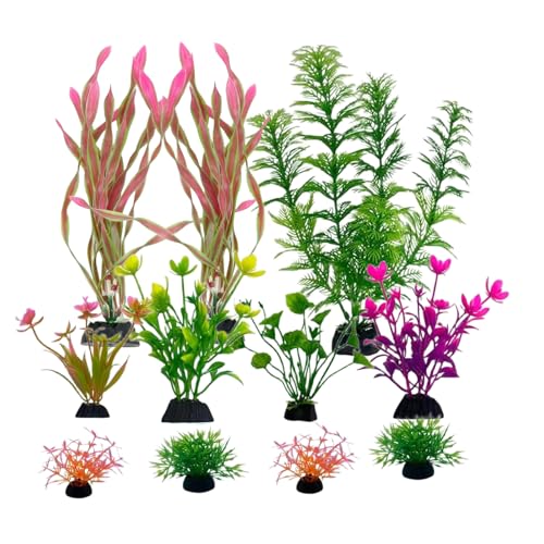 Aquarium Deko Aquarium Zubehör Aquariums Pflanzen Künstlich Wasserpflanzen Aquariums Miniteich Plastikpflanzen Fisch Tank Schildkröte Aquarien Dekorationen Lila Grün Orange Rosa Gelb 11 Stück von FENGQQKJ