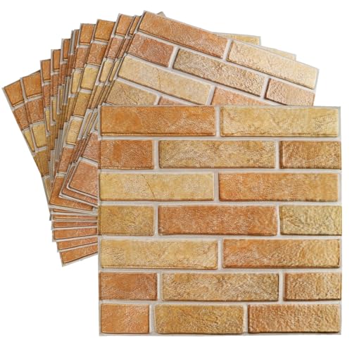 3D Wandpaneele Selbstklebend Steintapete Selbstklebende Tapete Wandpaneel Steinoptik PVC Wandpaneele Wasserdicht Gepolstert für Esszimmer, Küche 30 x 30cm 12 Stück von FENGQQKJ