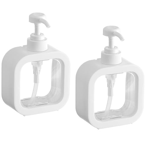 FENGQQKJ 2 Stück Seifenspender Shampoo Spender für Dusche Duschgelspender für Dusche Shampoo-Spender-Flaschen Spender Pumpflasche Befüllen Weiß Transparent Abnehmbar 500ml für Badezimmer von FENGQQKJ