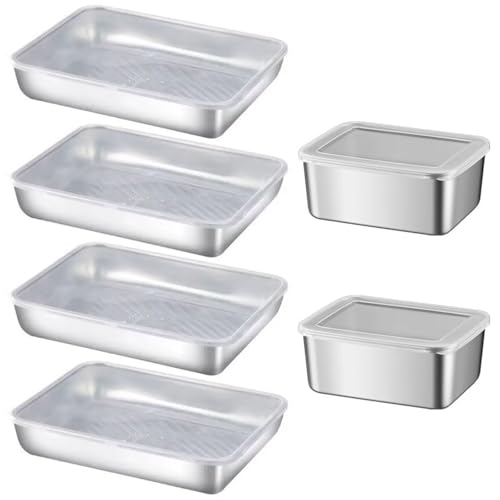 FENGQQKJ 6 Stück Aufschnittbox Fresh Edelstahl Lebensmittel Aufbewahrungsbox für Kühlschrank Frischhaltedosen mit Deckel Groß Frischhaltebox Käsedose Wurst Organizer Einfrieren Behälter für Küche FENGQQKJ 6 Stück Aufschnittbox Fresh Edelstahl Lebensmittel Aufbewahrungsbox für Kühlschrank Frischhaltedosen mit Deckel Groß Frischhaltebox Käsedose Wurst Organizer Einfrieren Behälter für Küche von FENGQQKJ