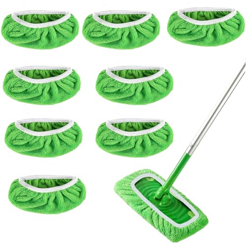 FENGQQKJ 8 Stück Wiederverwendbar Mop Bodentücher Mopptuch Waschbar Bodenwischer Wischmopp Bezug Tücher Grün Trockene Bodentücher für Swiffer Sweeper Mop, Bodenwischer von FENGQQKJ