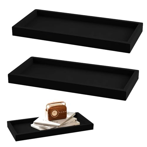 Badezimmer Tablett Deko Tablett Dekotablett Silikon Ablageschale Tablett Schwarz Rechteckig Kosmetiktabletts Schmucktablett Organizer Ablage Tablett Spüle Seifenspender Tablett für Küchen 2 Stück von FENGQQKJ