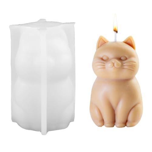 Silikonform Katze Kerzengießform 3D Gießform Katze Silikonform Kerzenhalter Epoxidharzform Niedliche Klein Katzen Gips Kerzengießformen Beton Gießformen Tiere Kerzenständer Dekor Kerzenforme für DIY von FENGQQKJ