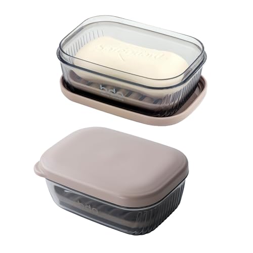 Seifendose Seifenbehälter Seife Reisedose Schnell Trocknende Seifenschale Reise Seifenkoffer wasserdichte Seifensparbox Soap Box mit Deckel Mobiler Seifenetui mit Ablauf für Seifenwürfeln von FENGQQKJ