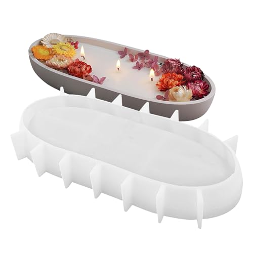 Silikonform Kerzenhalter Schale Ovale Silikonformen Klein Gießformen Kerzen Gips Beton Gießen Kerzen Schale Tablett Blumentopf Epoxidharz Gießformen Silikonform Klein Bootsform für Beton Basteln DIY von FENGQQKJ