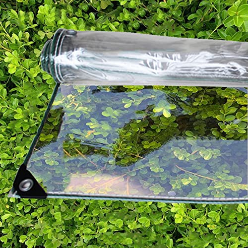 0.4mm Transparente Plane Mit ösen,Wasserdicht Klar Abdeckplane Gewebeplane PVC Folie Markisen Tarps Schutzplane Für GartenmöBel,Bodenabdeckungen Schuppenstoff Regenfest 450G/M² (0.7x1.8m/2.3x5.9ft) von FENGSHOUU