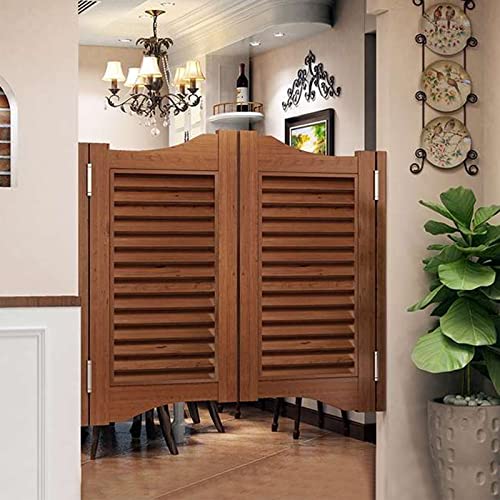 1 Paar Saloontüren Westerntür Flügeltür Penedeltür Schwingtür,Scharnier Schwingtür Cafe Bar Pub,Retro-Stil-Trennwandtür,Jalousien Massivem Holz Handmad Gate,Anpassbar (W75xH70cm(30x28in)) von FENGSHOUU