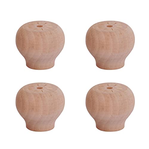 4 Stück Runde Brötchen Holz Tischbeine Sockelfuß,Massivholz Ersatz Möbelfüße Möbelbeine,Heber Beine,für Sofa Bett Ottomane Kommode Schrank Beine,mit Montagezubehör (4cm/1.6in,Unpainted) von FENGSHOUU