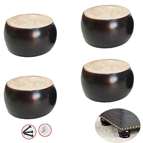 4er Set Massivholz Möbelbeine Möbelfüße,Ersatz Brötchen Füße,Runde Kiefer Kabinettfüße,DIY Schrank Couchtisch Sofa Stuhl Ottoman Kommode Sessel Bett Zubehör,Höhe Erhöhen 5cm/2" (5x10cm/2x4",black) von FENGSHOUU